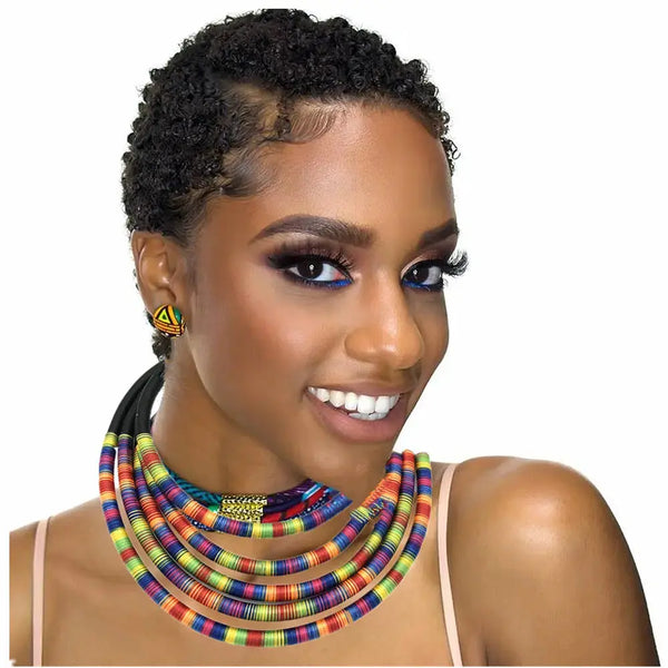 African Multilayer Choker Necklaces Earrings Jewelry Sets LOVCIA