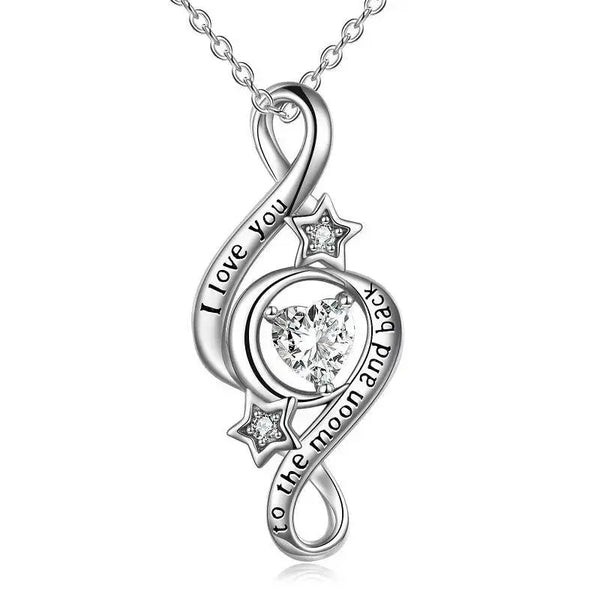 925 Sterling Silver Moon Star Necklace I Love You To The Moon And Back Infinity Jewelry LOVCIA