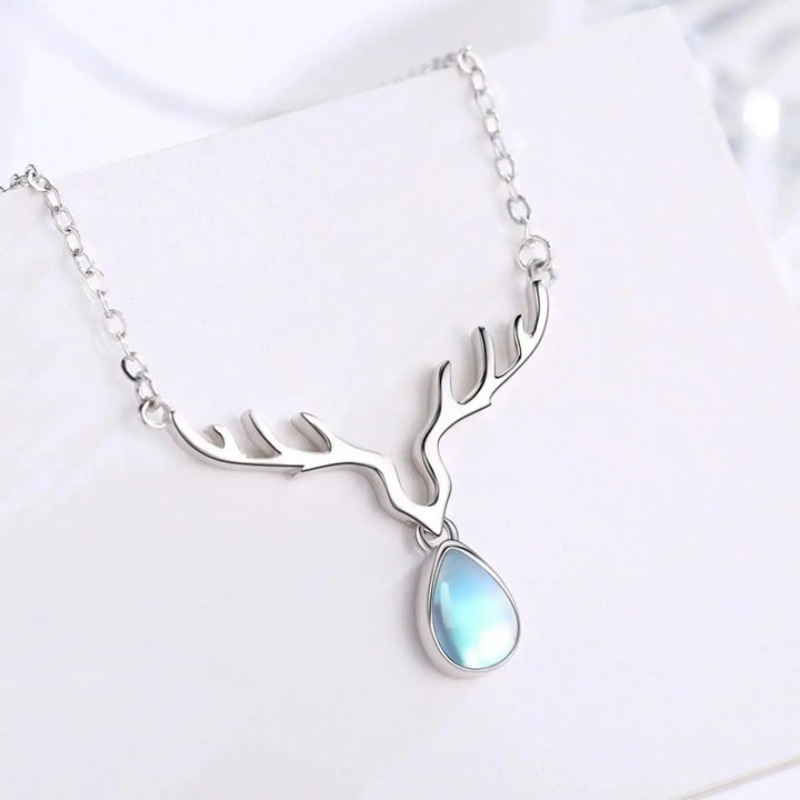 Elk Moonstone Necklace 925 Sterling Silver for Women LOVCIA