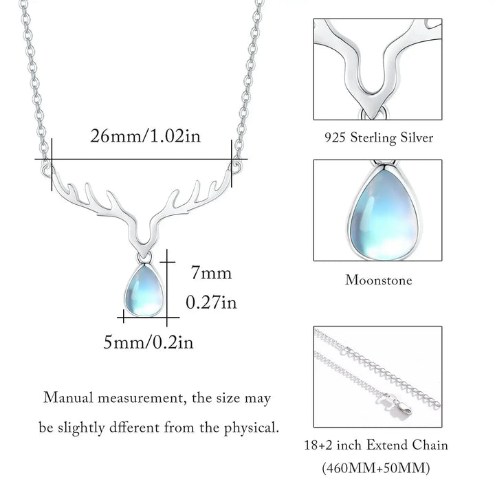 Elk Moonstone Necklace 925 Sterling Silver for Women LOVCIA