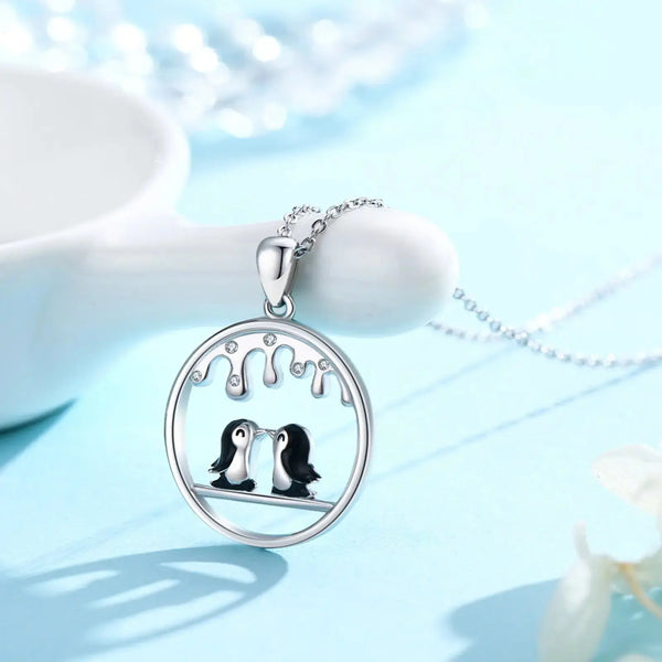 LOVCIA Sterling Silver Cute Animal Penguin Pendant Necklaces Jewelry