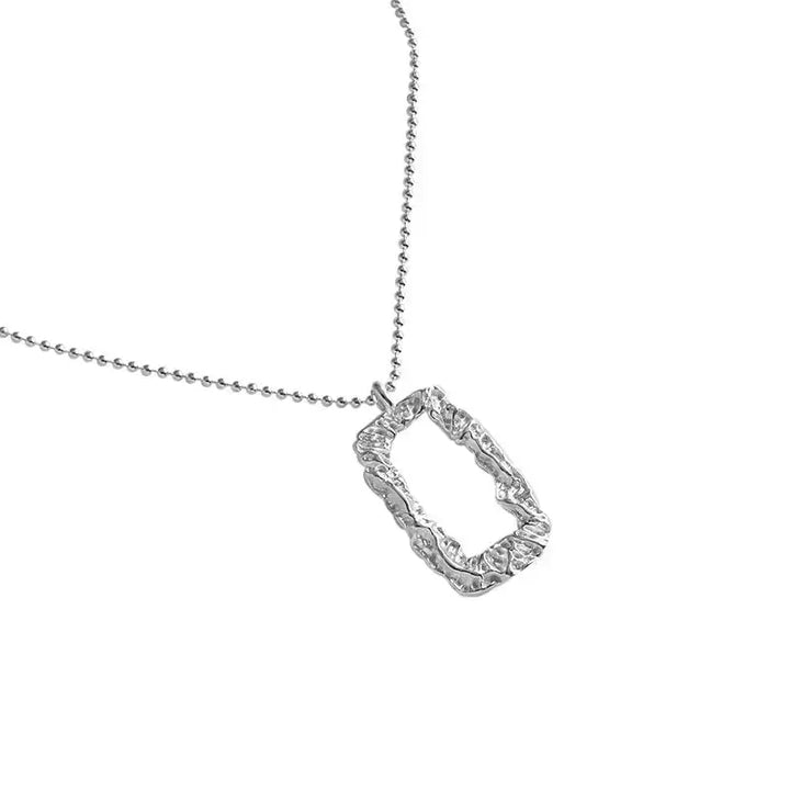 Geometry Hollow Rectangle 925 Sterling Silver Necklace LOVCIA