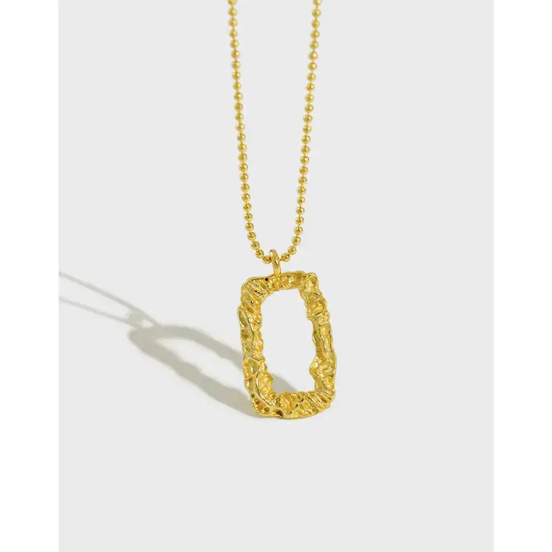 LOVCIA Geometry Hollow Rectangle 925 Sterling Silver Necklace