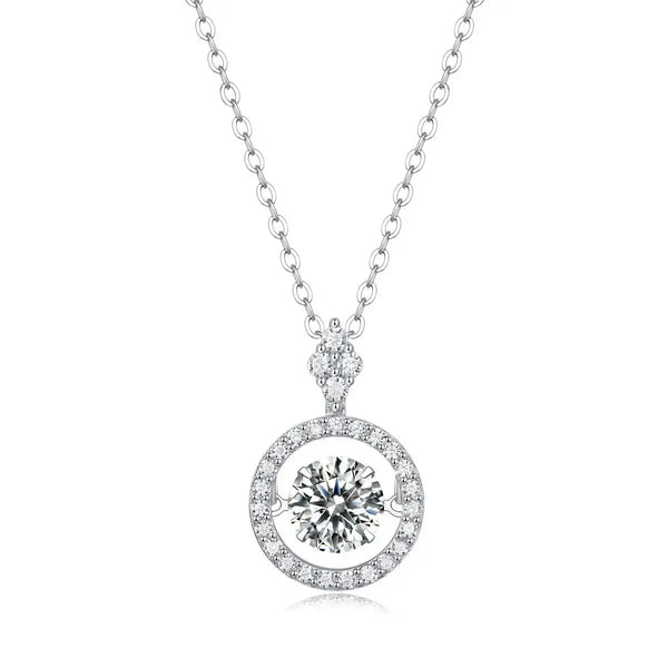LOVCIA Party Dancing Moissanite CZ Circle 925 Sterling Silver Necklace