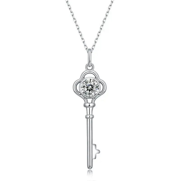 LOVCIA Women Moissanite CZ Key 925 Sterling Silver Necklace