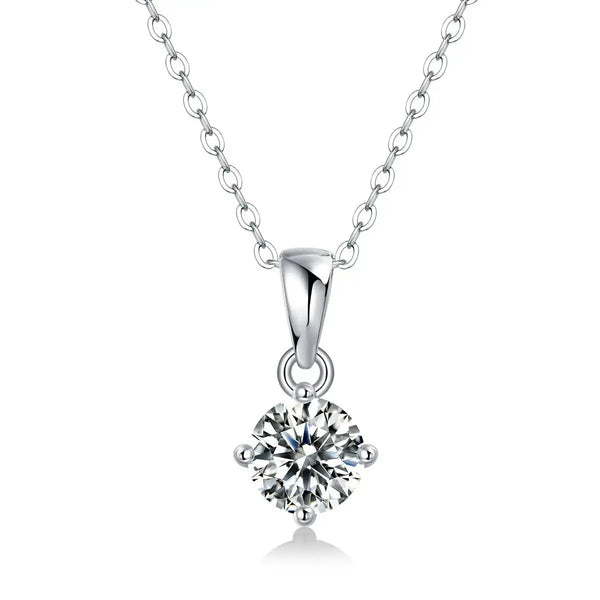 LOVCIA Wedding Four Claw Moissanite CZ 925 Sterling Silver Necklace