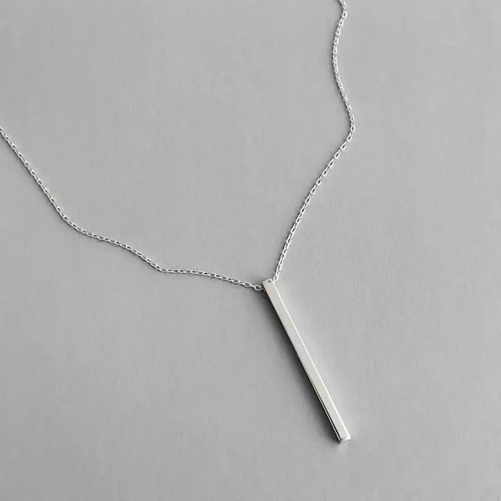 Simple Geometry Square Bar 925 Sterling Silver Necklace LOVCIA