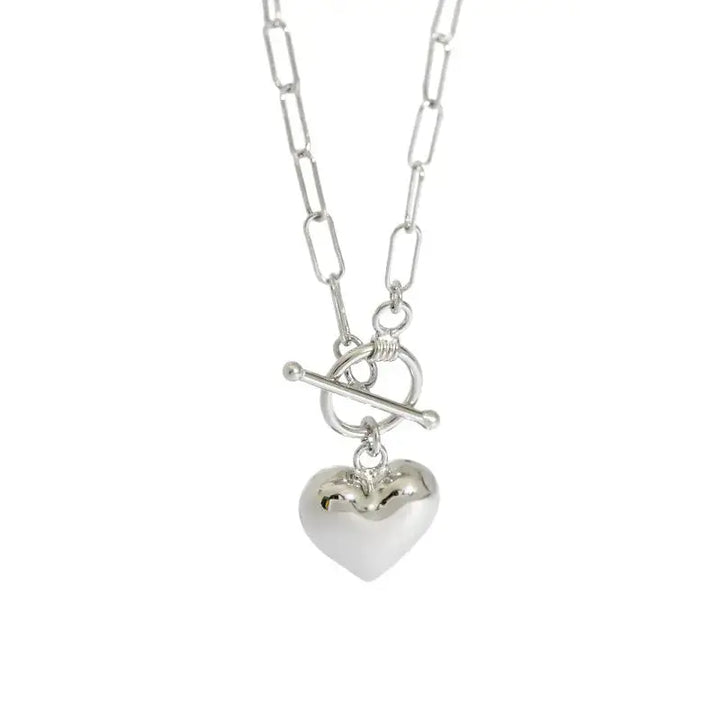 Women Simple Love Heart OT 925 Sterling Silver Necklace LOVCIA