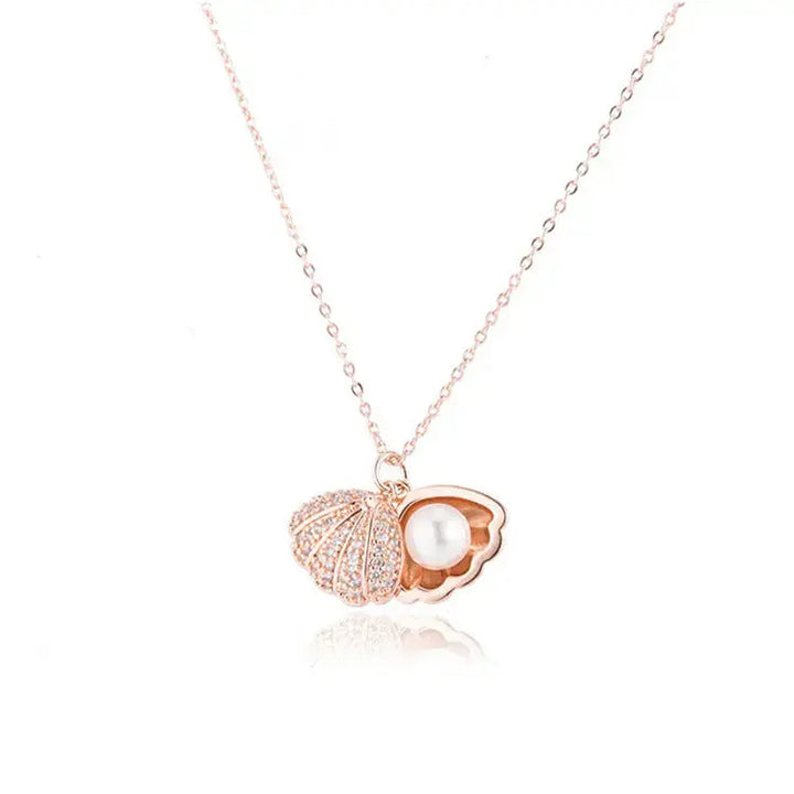 Office Shell Pearl CZ Shell 925 Sterling Silver Adjustable Necklace LOVCIA