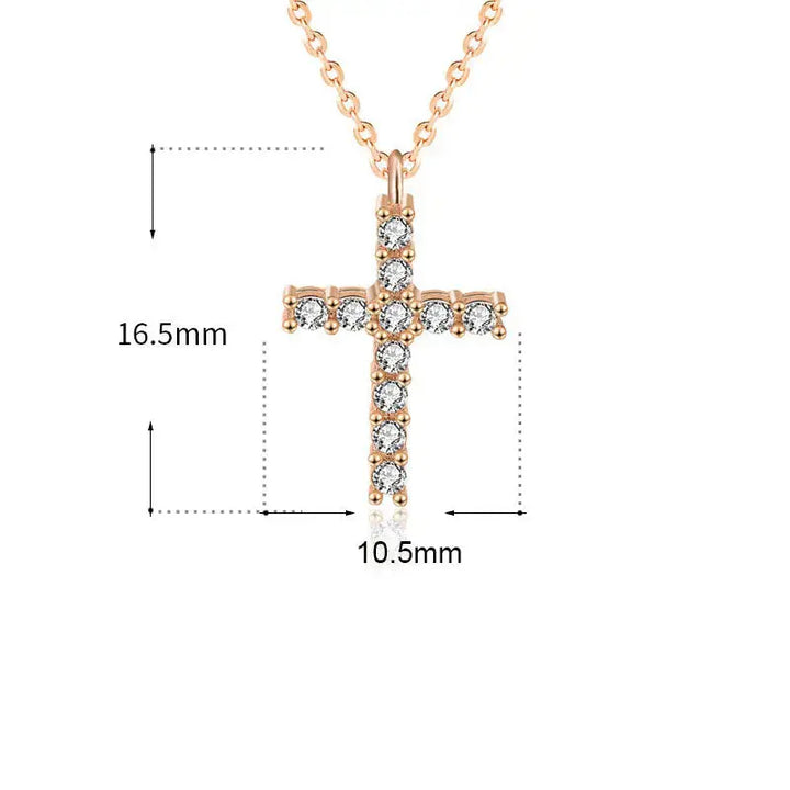 Classic Simple CZ Cross 925 Sterling Silver Necklace LOVCIA