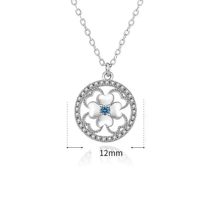 Classic Hollow CZ Four Leaves Clover 925 Sterling Silver Necklace LOVCIA