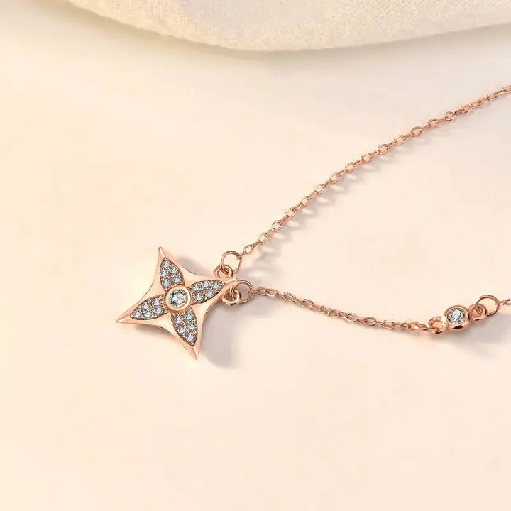 Casual CZ Quadrangular Star 925 Sterling Silver Necklace LOVCIA