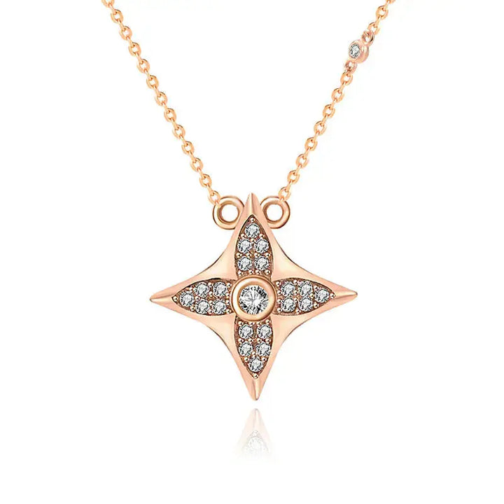 Casual CZ Quadrangular Star 925 Sterling Silver Necklace LOVCIA