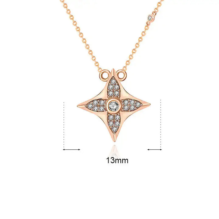 Casual CZ Quadrangular Star 925 Sterling Silver Necklace LOVCIA