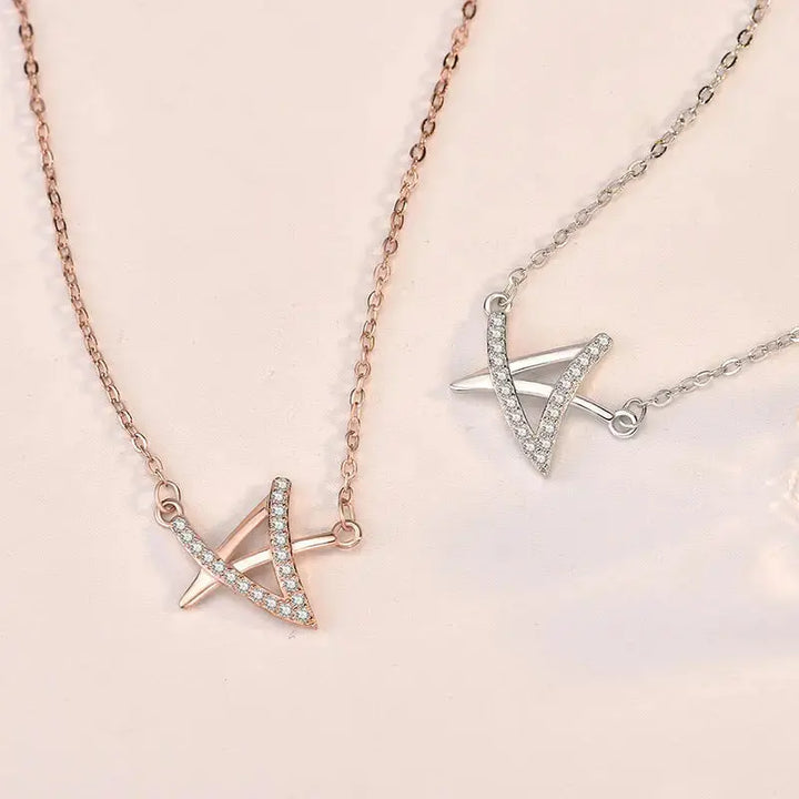 Sweet CZ Irregular Star New 925 Sterling Silver Necklace LOVCIA