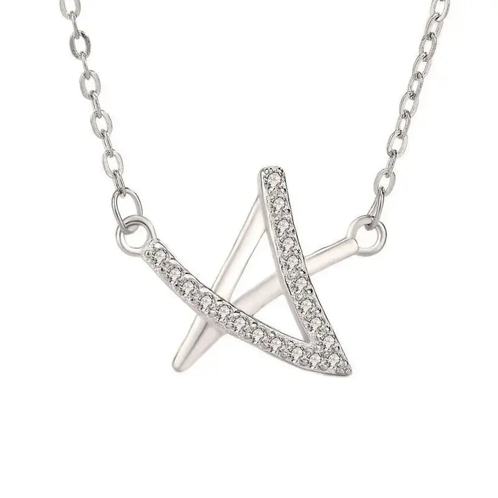 Sweet CZ Irregular Star New 925 Sterling Silver Necklace LOVCIA