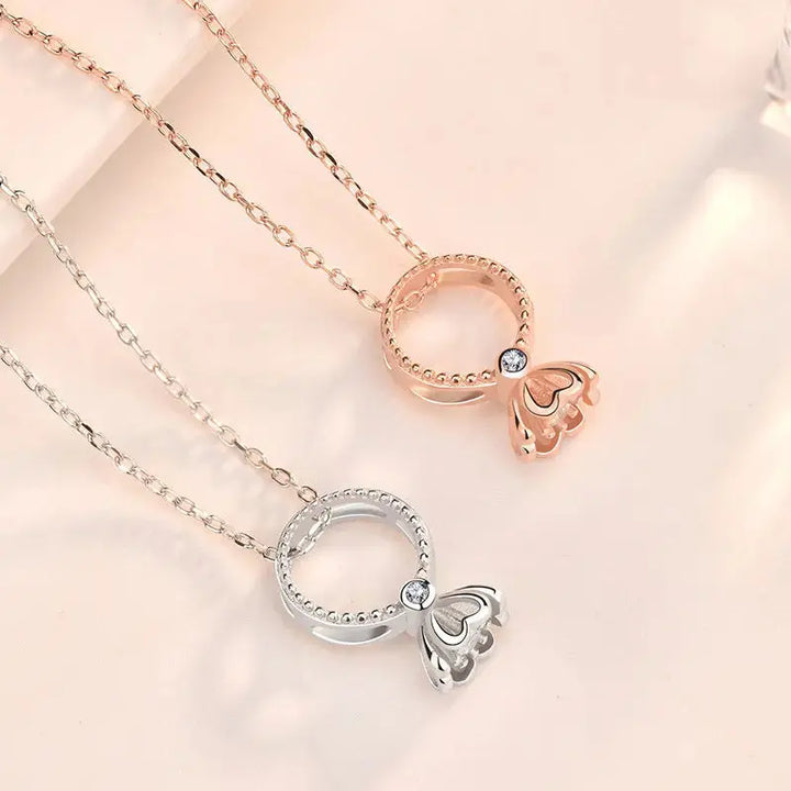 Cute Hollow CZ Goldfish 925 Sterling Silver Necklace LOVCIA