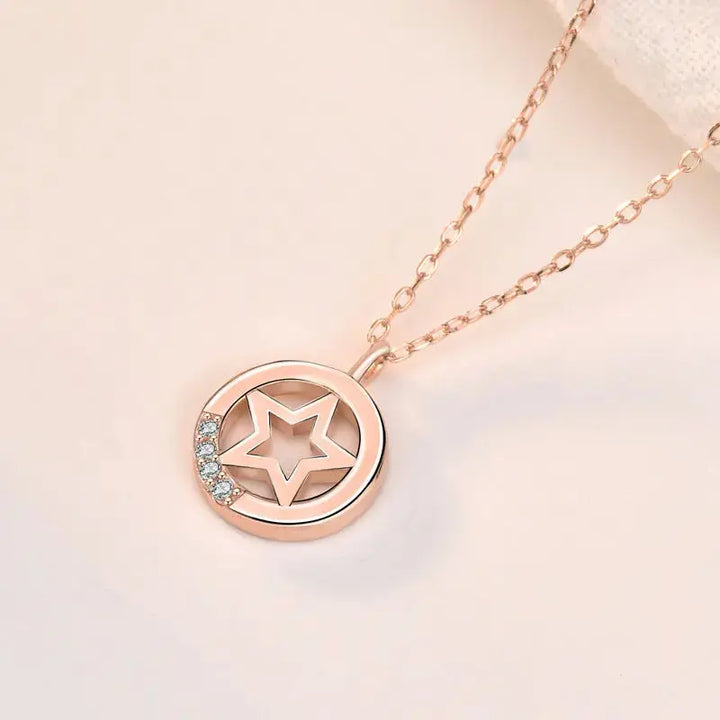 Casual Hollow Star CZ 925 Sterling Silver Necklace LOVCIA