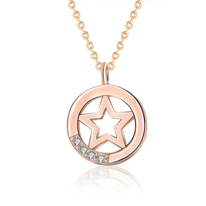 Casual Hollow Star CZ 925 Sterling Silver Necklace LOVCIA