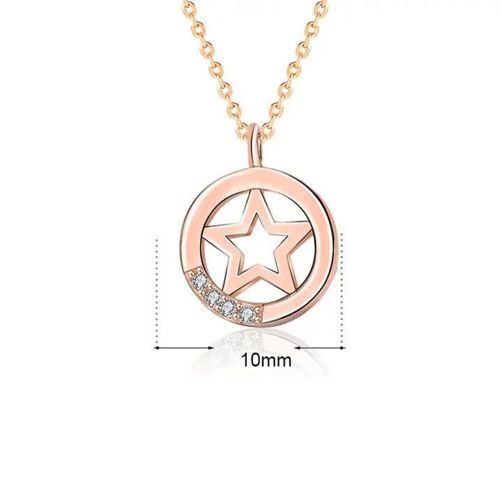 Casual Hollow Star CZ 925 Sterling Silver Necklace LOVCIA