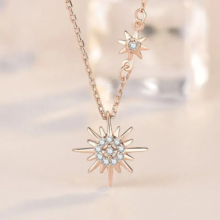 Sweet CZ Sun Shines Star 925 Sterling Silver Necklace LOVCIA