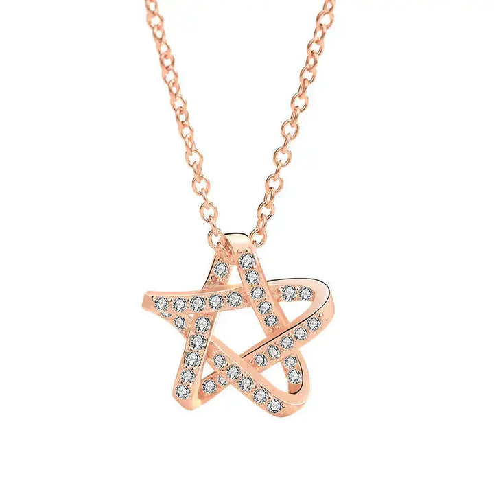 Office CZ Hollow Star 925 Sterling Silver Necklace LOVCIA