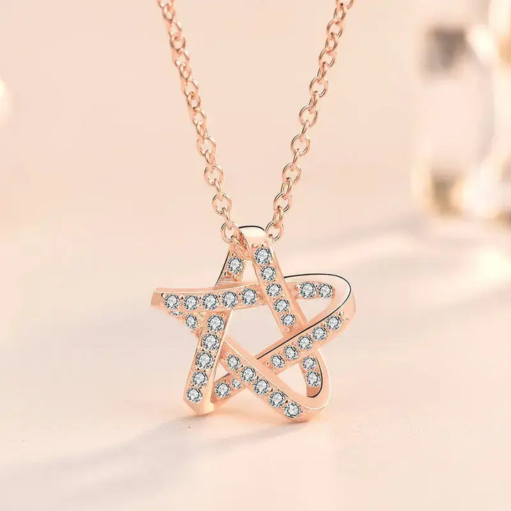 Office CZ Hollow Star 925 Sterling Silver Necklace LOVCIA