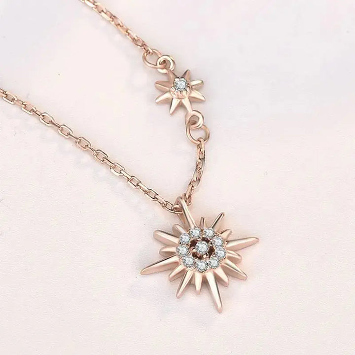 Beautiful CZ Sunflower 925 Sterling Silver Necklace LOVCIA