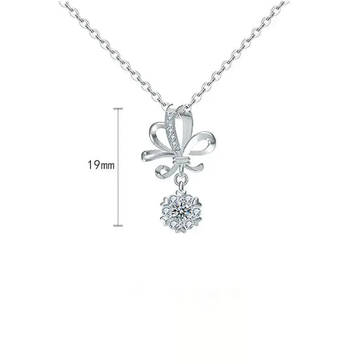 LOVCIA Beautiful Moissanite CZ Wedding Bouquet Flower 925 Sterling Silver Necklace