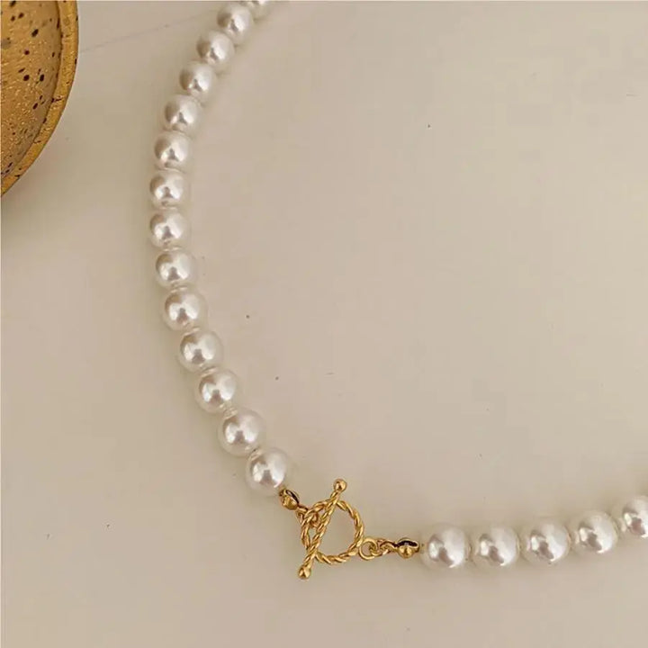 Women Round Natural Pearls OT 925 Sterling Silver Necklace LOVCIA