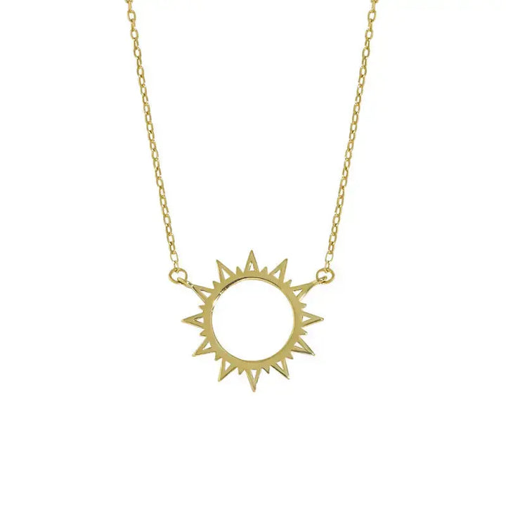 Hot Summer Hollow Sun Sunshines 925 Sterling Silver Necklace LOVCIA