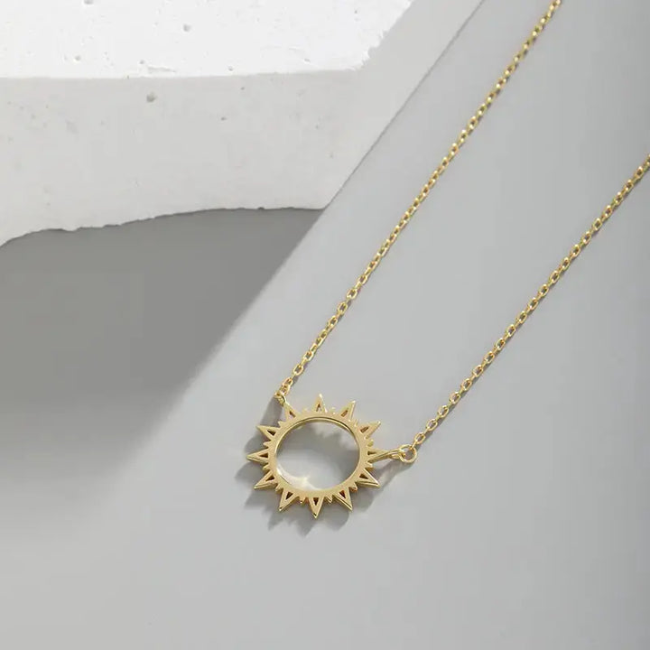 Hot Summer Hollow Sun Sunshines 925 Sterling Silver Necklace LOVCIA