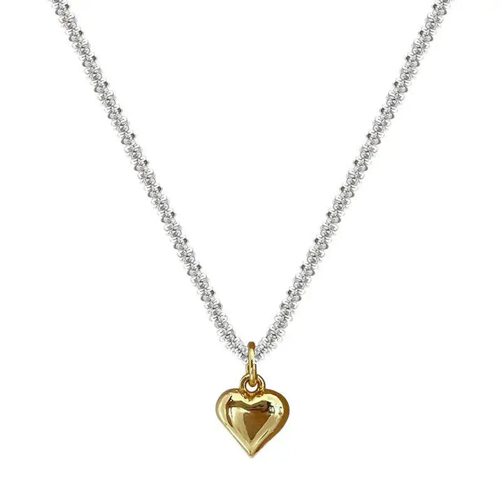 LOVCIA Anniversary Heart Popcorn Chain 925 Sterling Silver Necklace