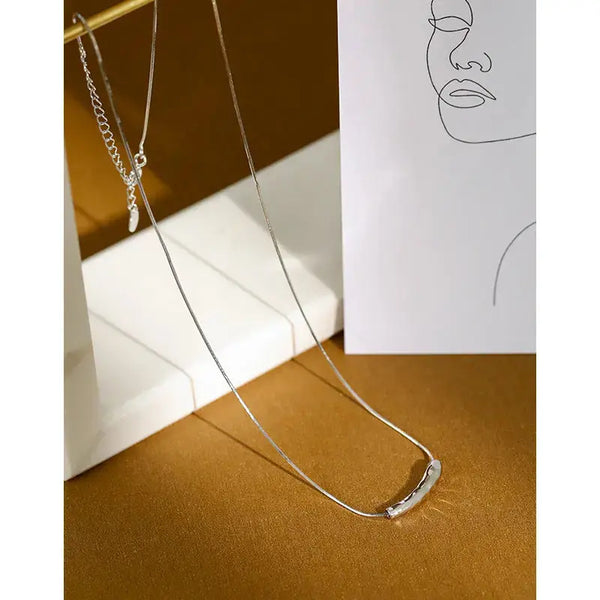 Women Snake Chain Irregular Waterdrop 925 Sterling Silver Necklace LOVCIA