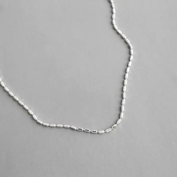 Simple New Geometry Irregular Tube 925 Sterling Silver Necklace LOVCIA