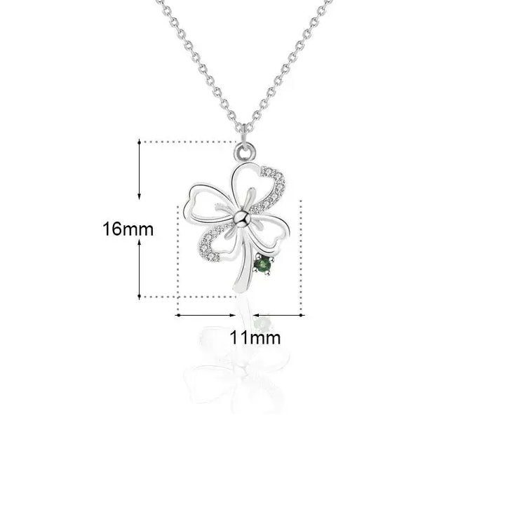 Gift CZ Four Leaf Clover 925 Sterling Silver Necklace LOVCIA