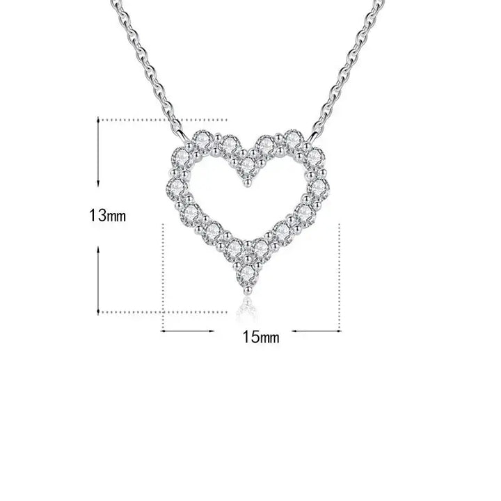 Simple Hollow CZ Heart 925 Sterling Silver Necklace LOVCIA