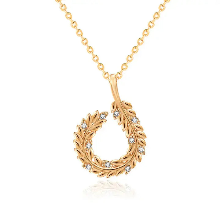 New CZ Wheat Ear Circle 925 Sterling Silver Necklace LOVCIA