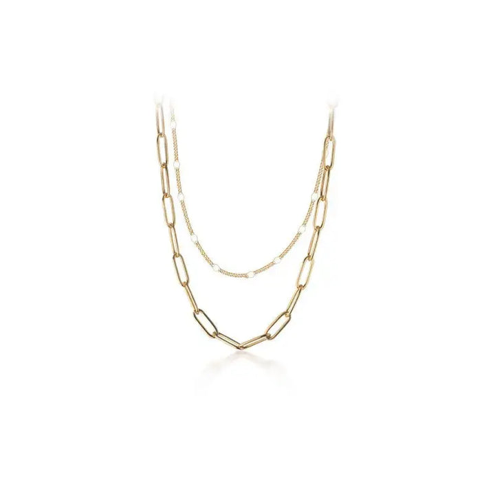 Double Layer Hollow Chain 925 Sterling Silver Necklace LOVCIA