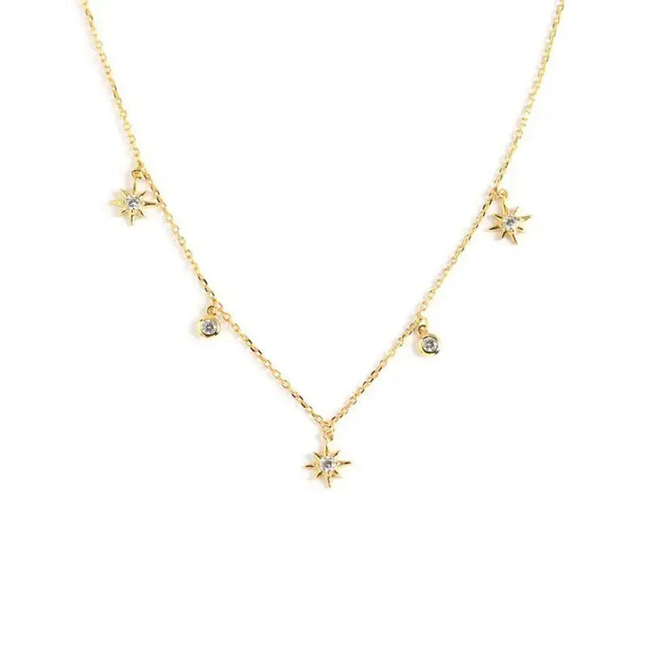 Women CZ Stars 925 Sterling Silver Necklace LOVCIA