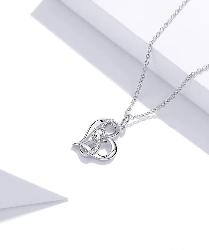 Sparkling Heartbeat Hollow Inlaid Zircon Sterling Silver Necklace for Women LOVCIA