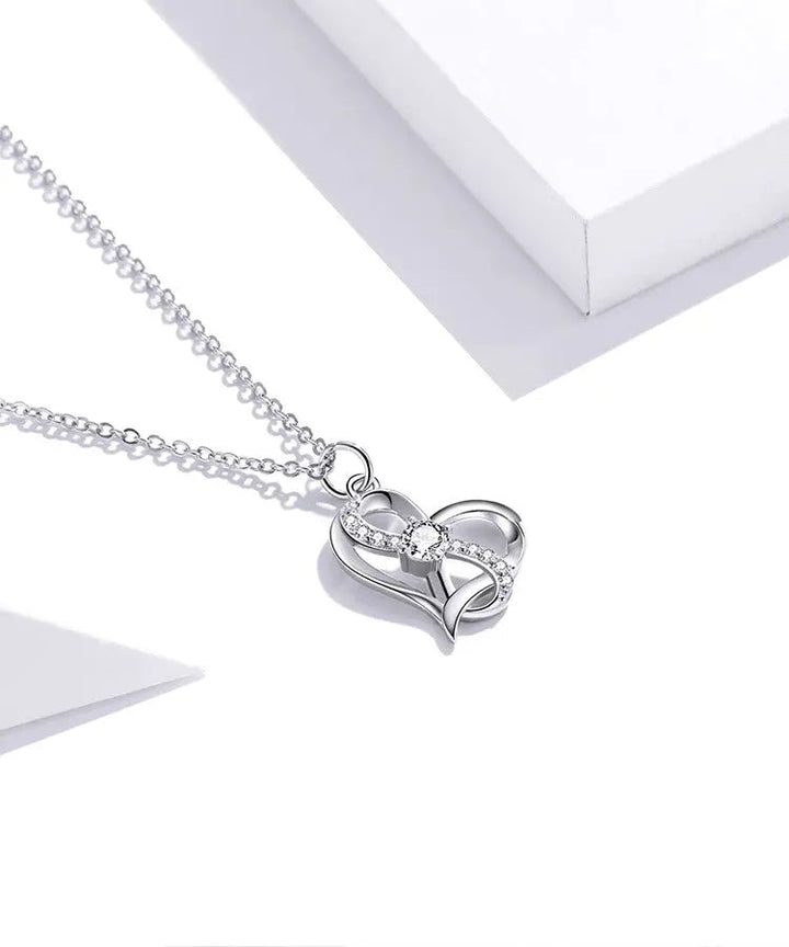 Sparkling Heartbeat Hollow Inlaid Zircon Sterling Silver Necklace for Women LOVCIA