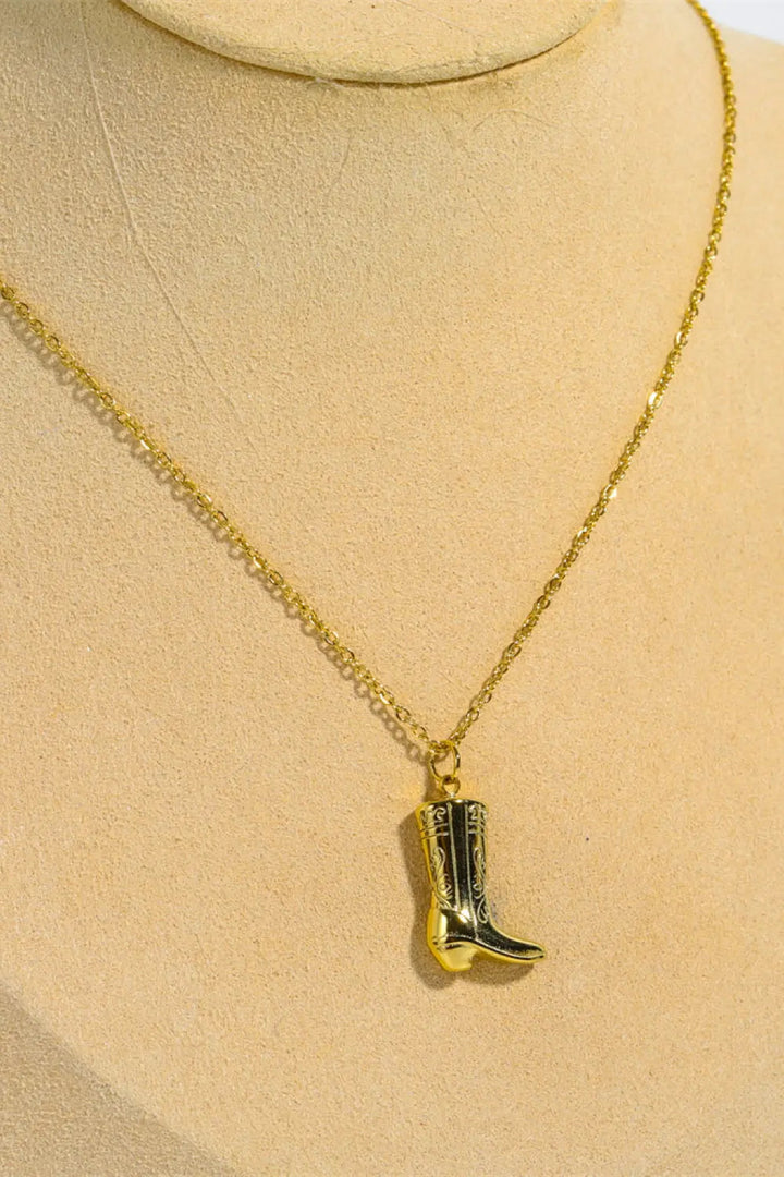 LOVCIA Cowboy Boot Pendant Stainless Steel Necklace