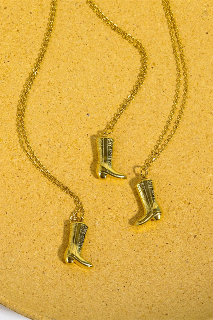 LOVCIA Cowboy Boot Pendant Stainless Steel Necklace