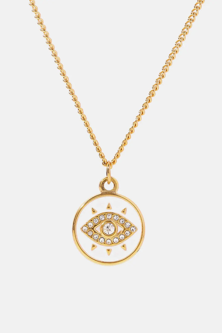 LOVCIA Cubic Zirconia Evil Eye Pendant Chunky Chain Necklace