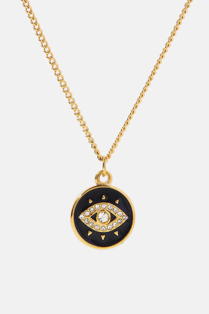 LOVCIA Cubic Zirconia Evil Eye Pendant Chunky Chain Necklace