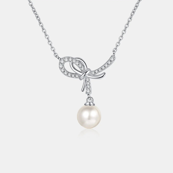 LOVCIA Natural Pearl Pendant Moissanite 925 Sterling Silver Necklace