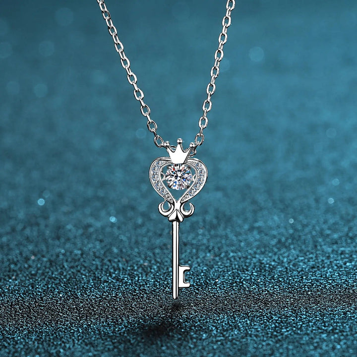 LOVCIA Key Shape Moissanite 925 Sterling Silver Necklace