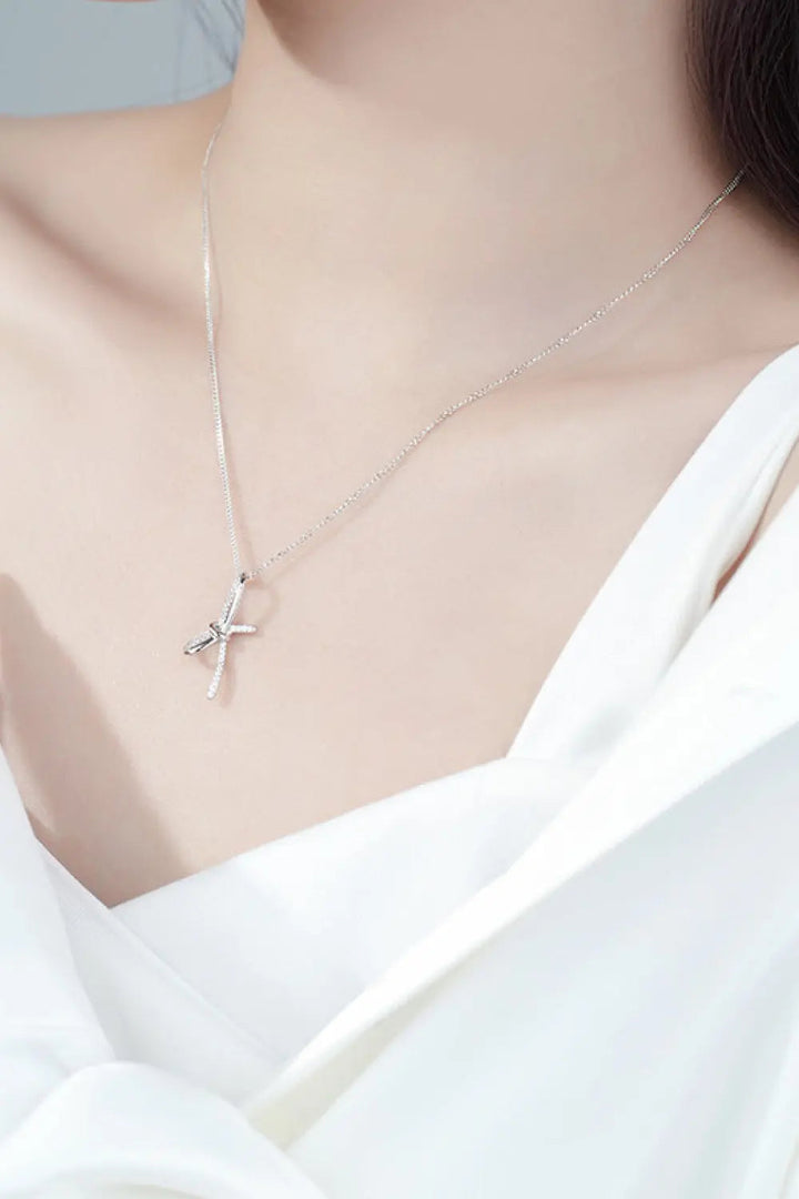 Zircon Bow Pendant Necklace LOVCIA