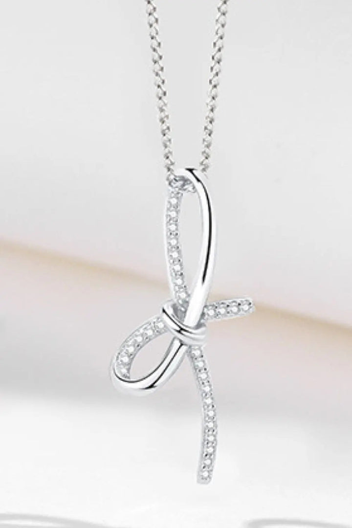 Zircon Bow Pendant Necklace LOVCIA